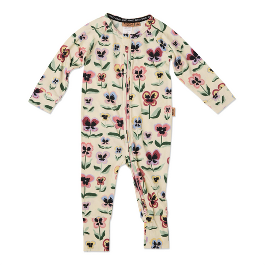 Pretty Pansy Organic Long Sleeve Zip Romper