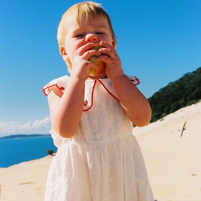 Scallop Collar Strawberry Romper