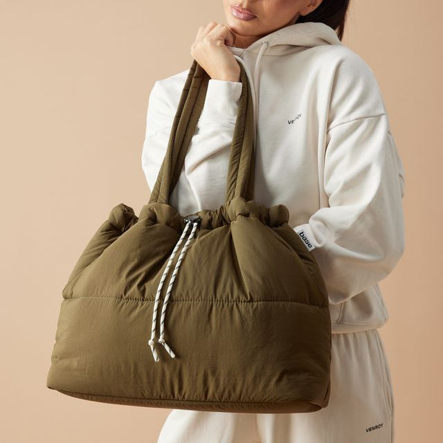 Khaki & Cream Scrunch Base Bag