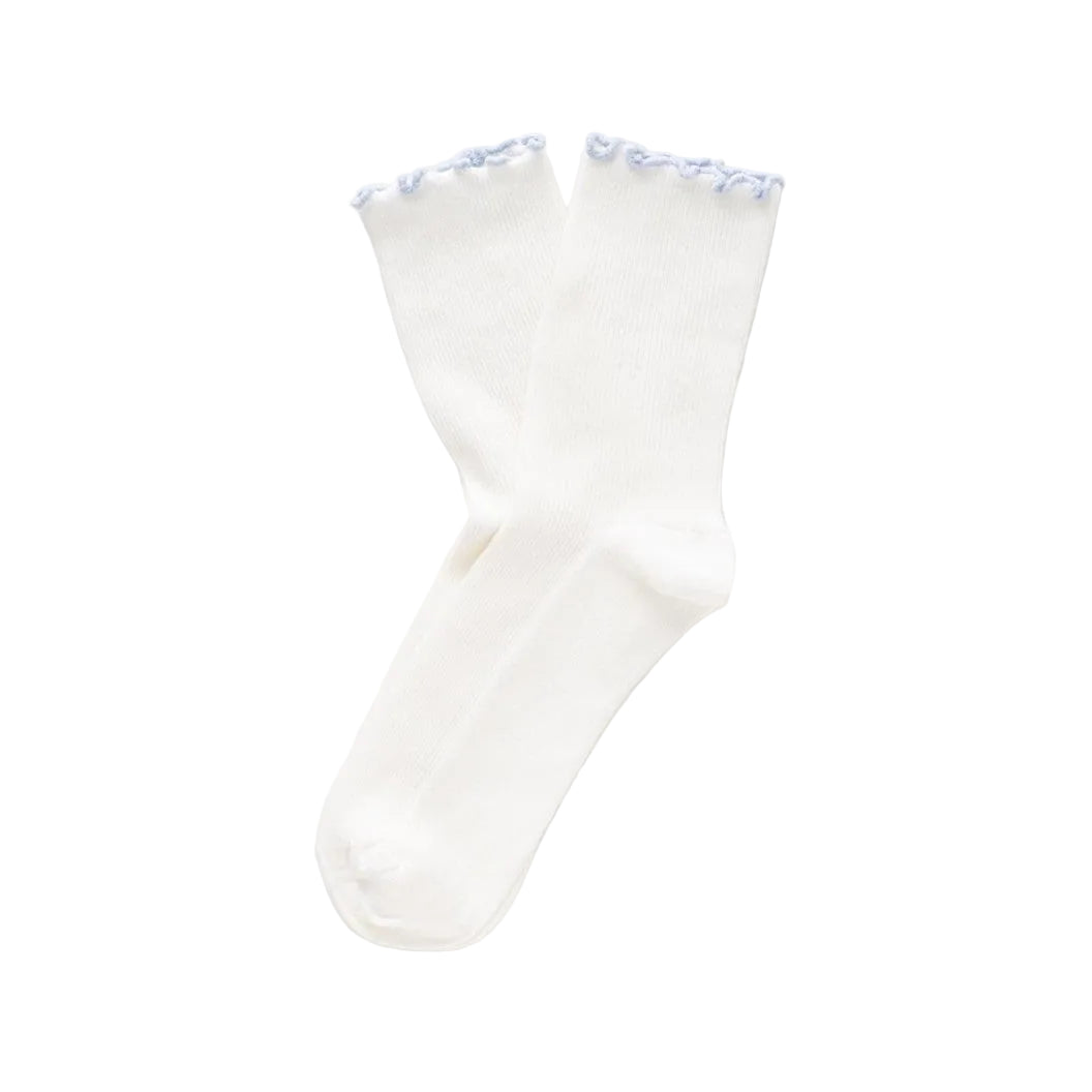Sky Blue Organic Cotton Socks with Ruffles
