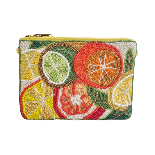 Citrus Beaded Clutch Bag