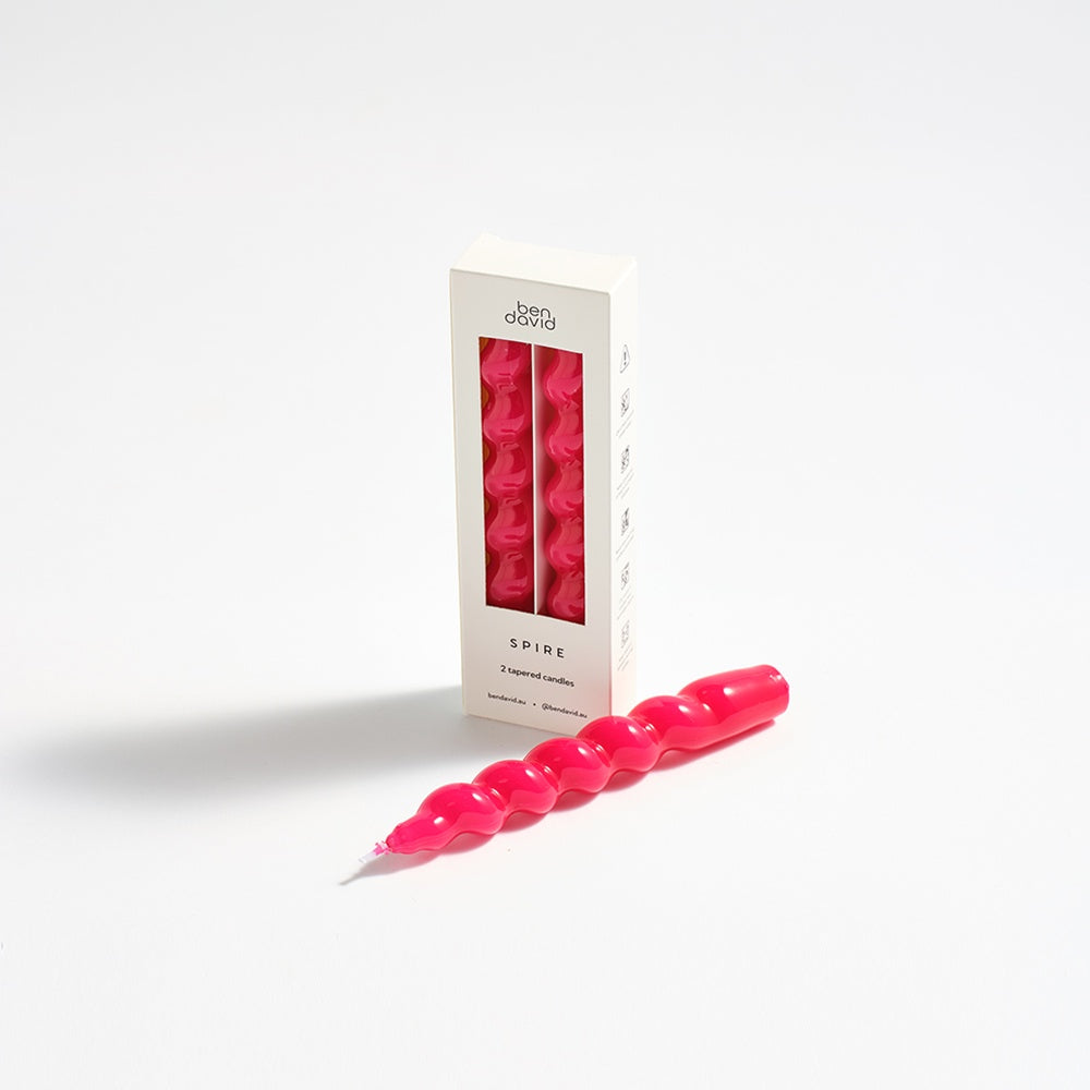 Magenta Spire Candle Pair
