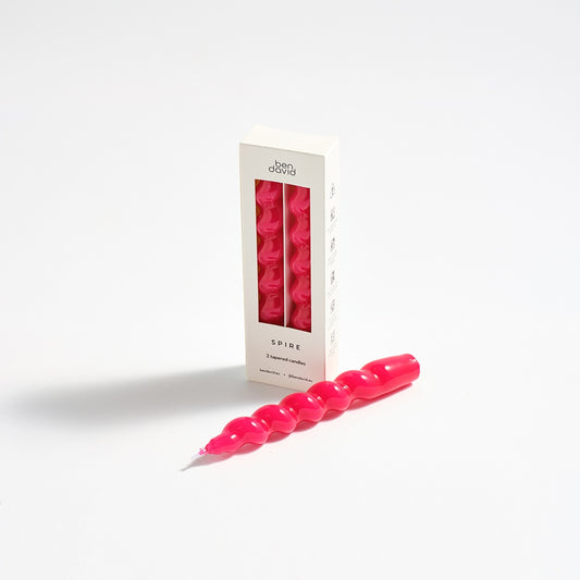 Magenta Spire Candle Pair
