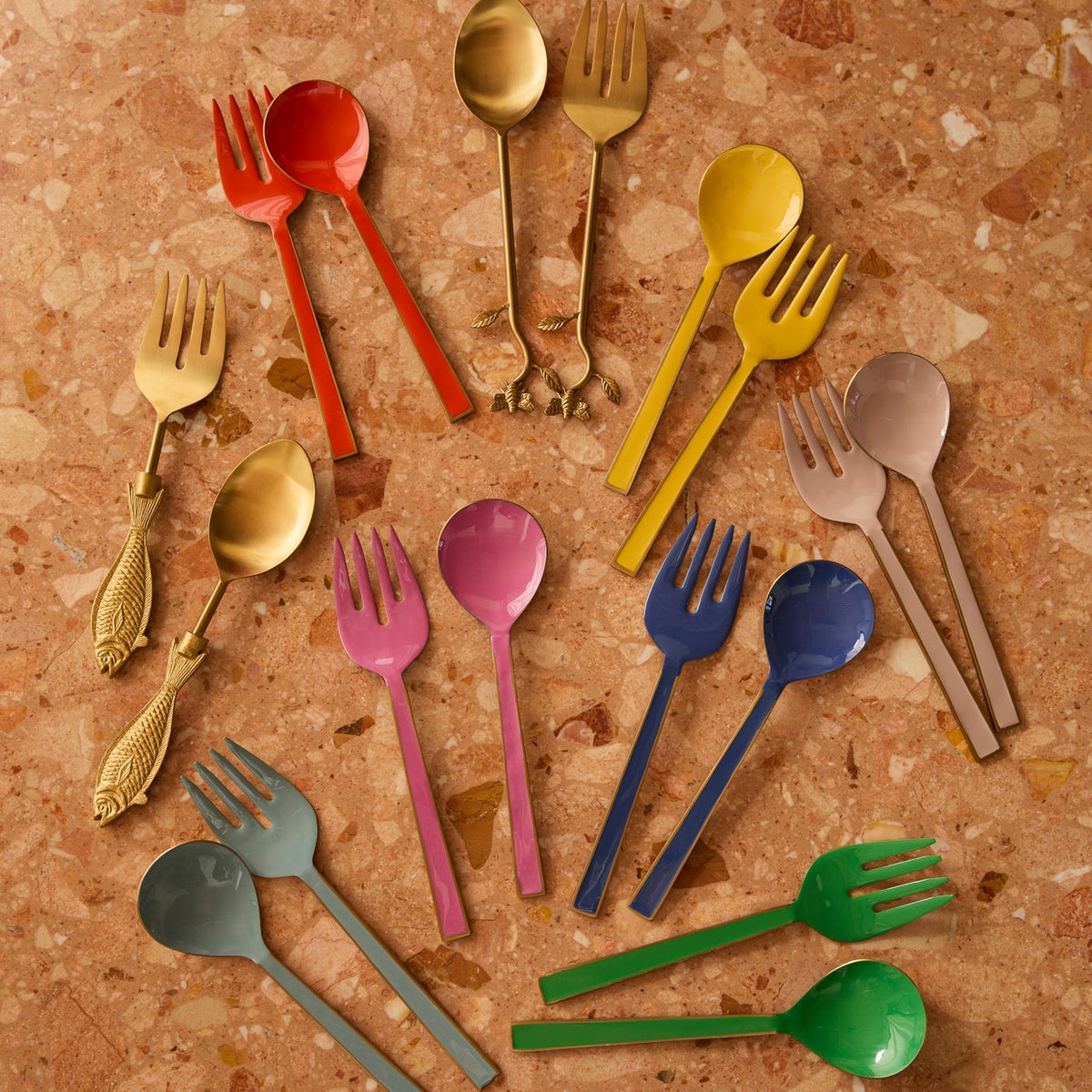 Dusty Blue Enamel Salad Severs Set