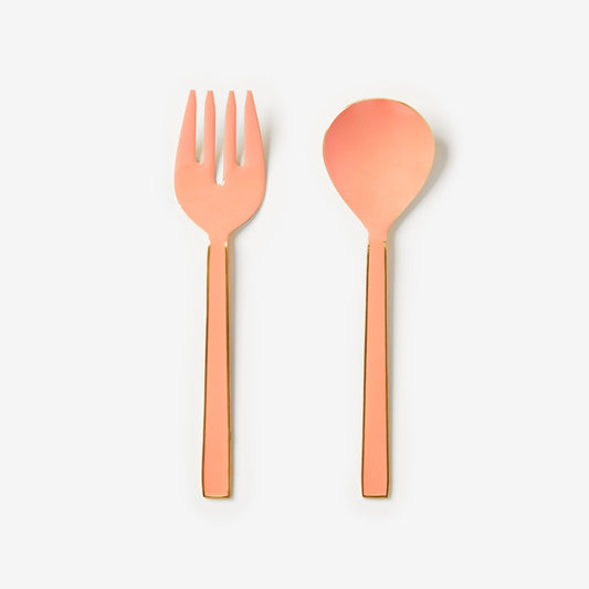 Enamel Peach Salad Servers Set