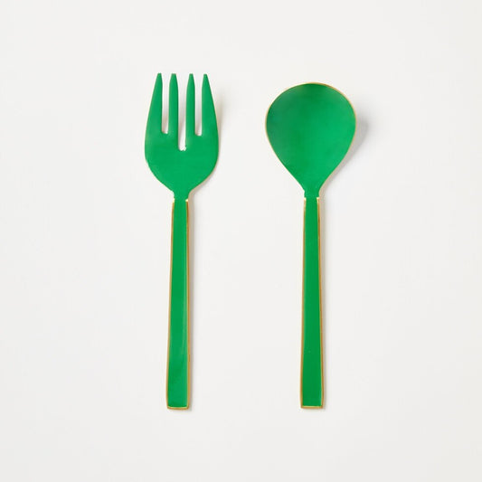 Enamel Emerald Salad Servers Set