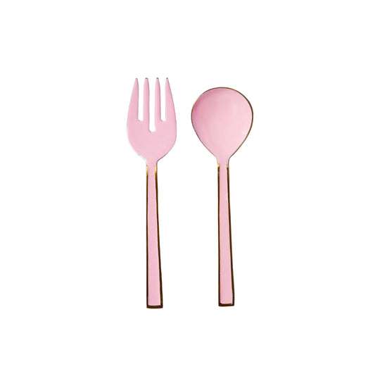 Enamel Rose Salad Servers