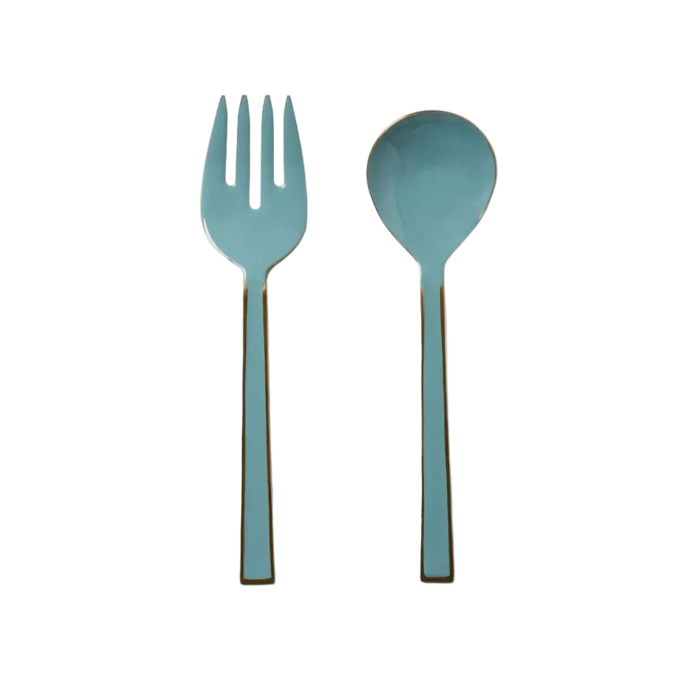 Dusty Blue Enamel Salad Severs Set