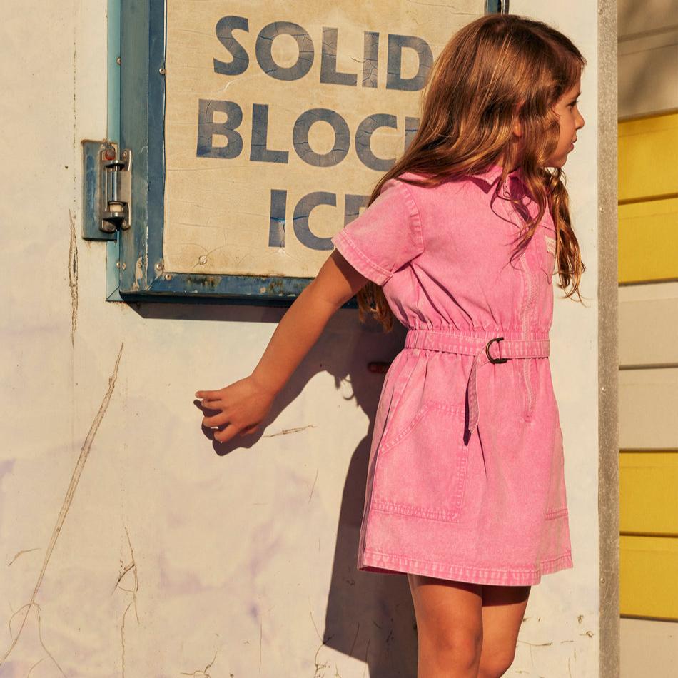 Piper Denim Bubblegum Belted Dress