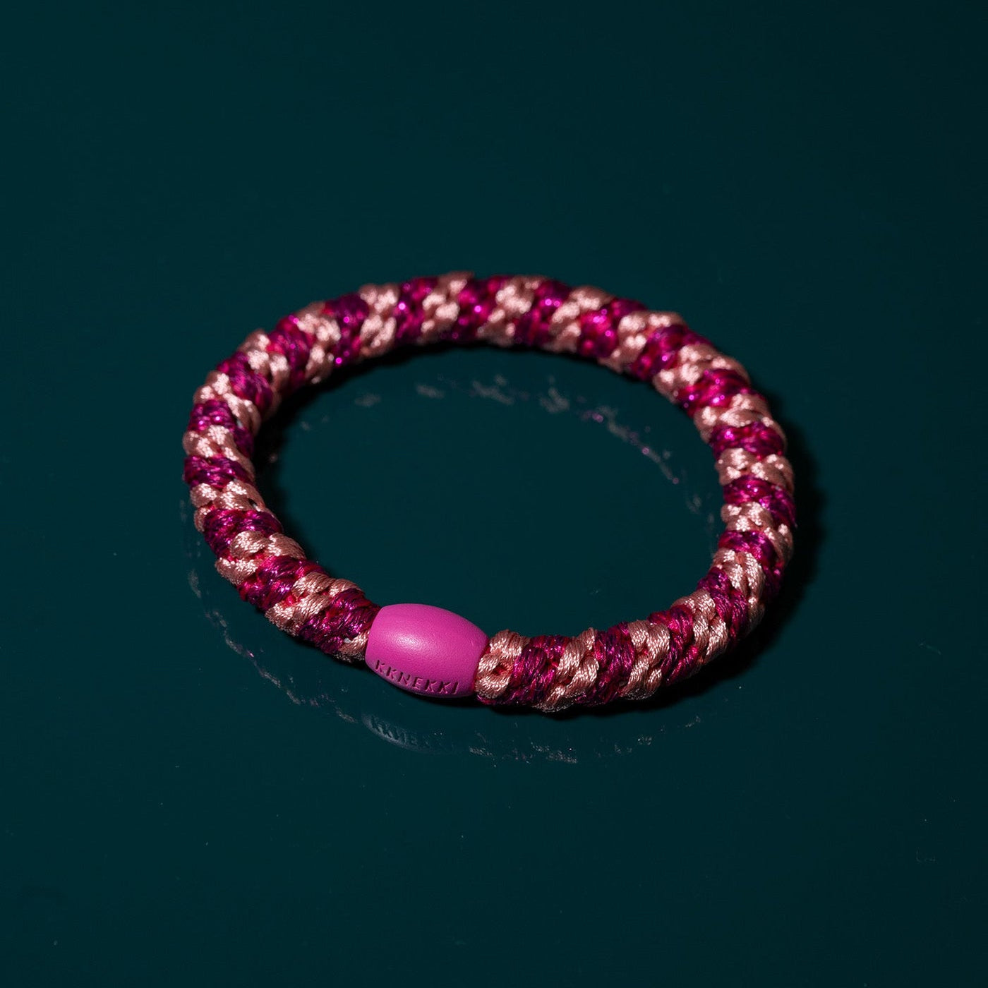 Stripe Faded Rose Electric Pink Glitter KKNEKKI Hair Tie