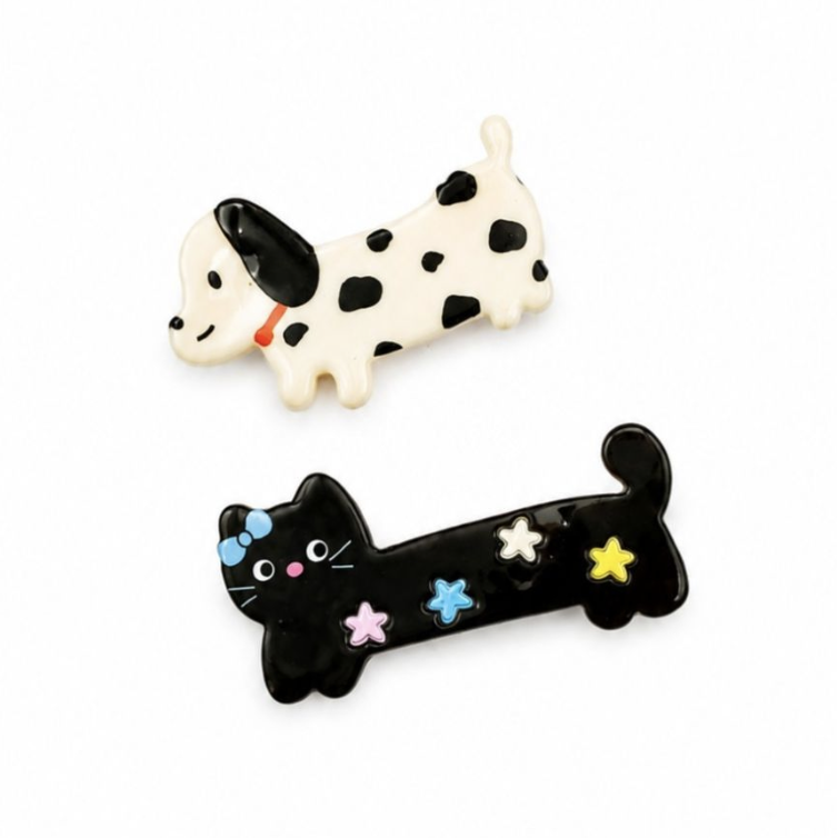 Black Cat & Dog Hair Slide Set of 2