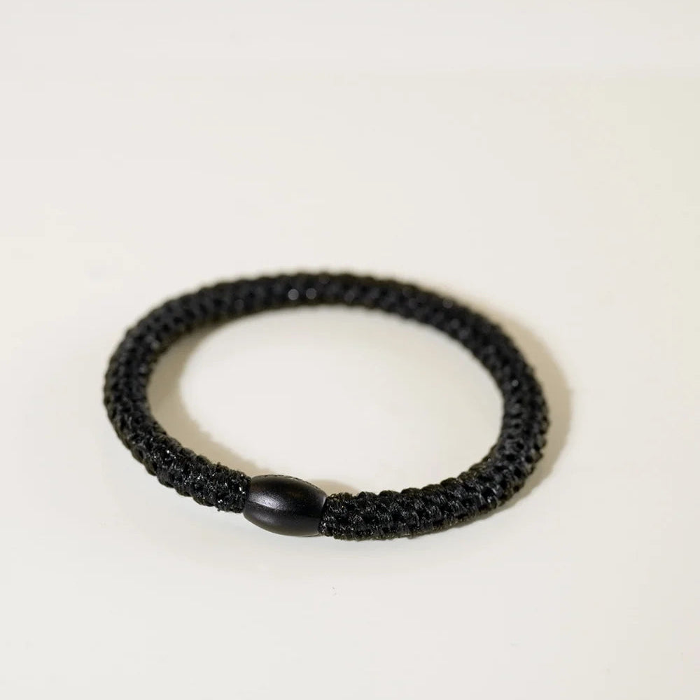 Black Glitter Slim KKNEKKI Hair Tie