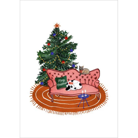 Sofa Dog & Cat Greeting Card