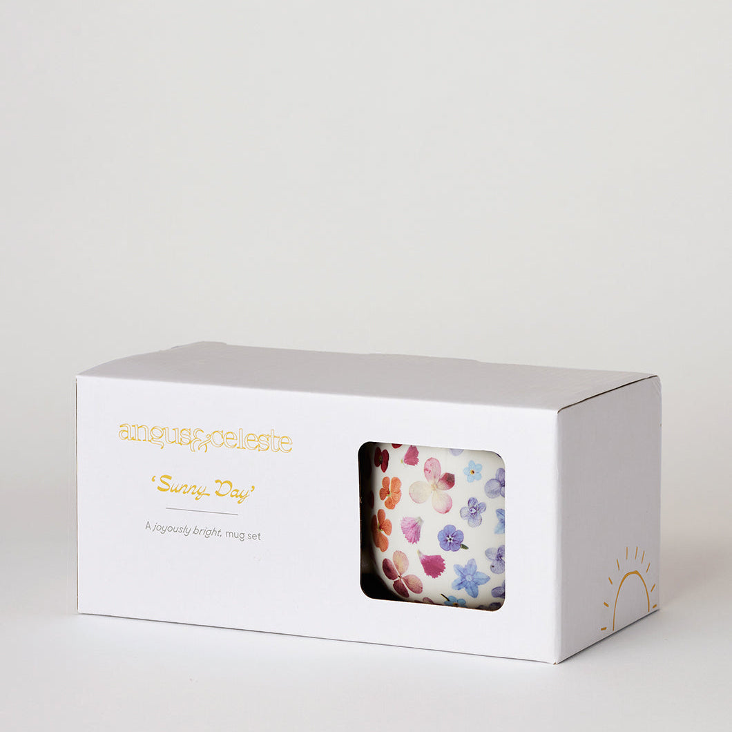 Flower Rainbow Sunny Day Mugs Set of 2