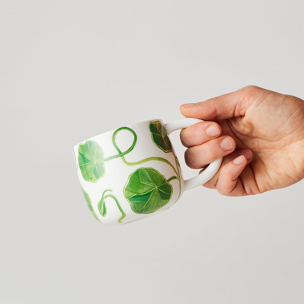 Green Nasturtium Sunny Day Mugs Set of 2