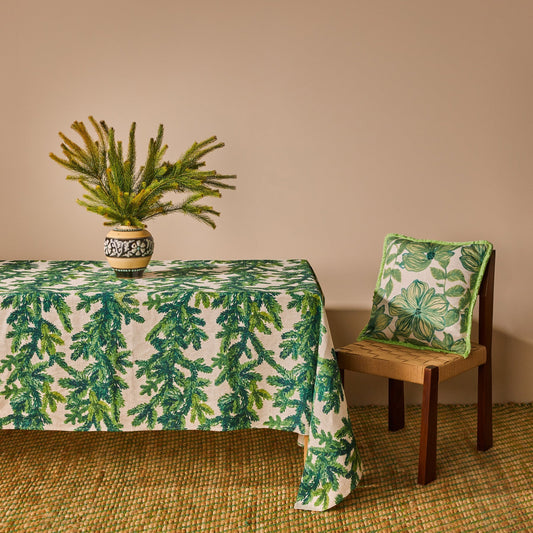 Festive Foliage Green Tablecloth