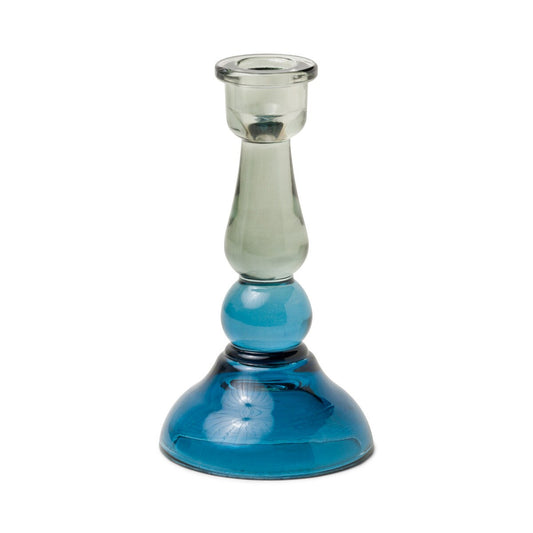 Tall Blue Glass Candle Holder