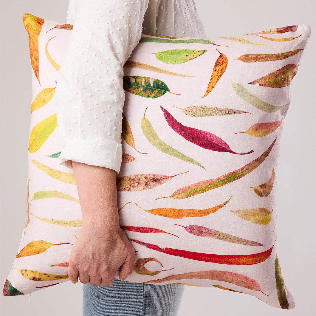 Fallen Gum Linen Cushion With Feather Insert