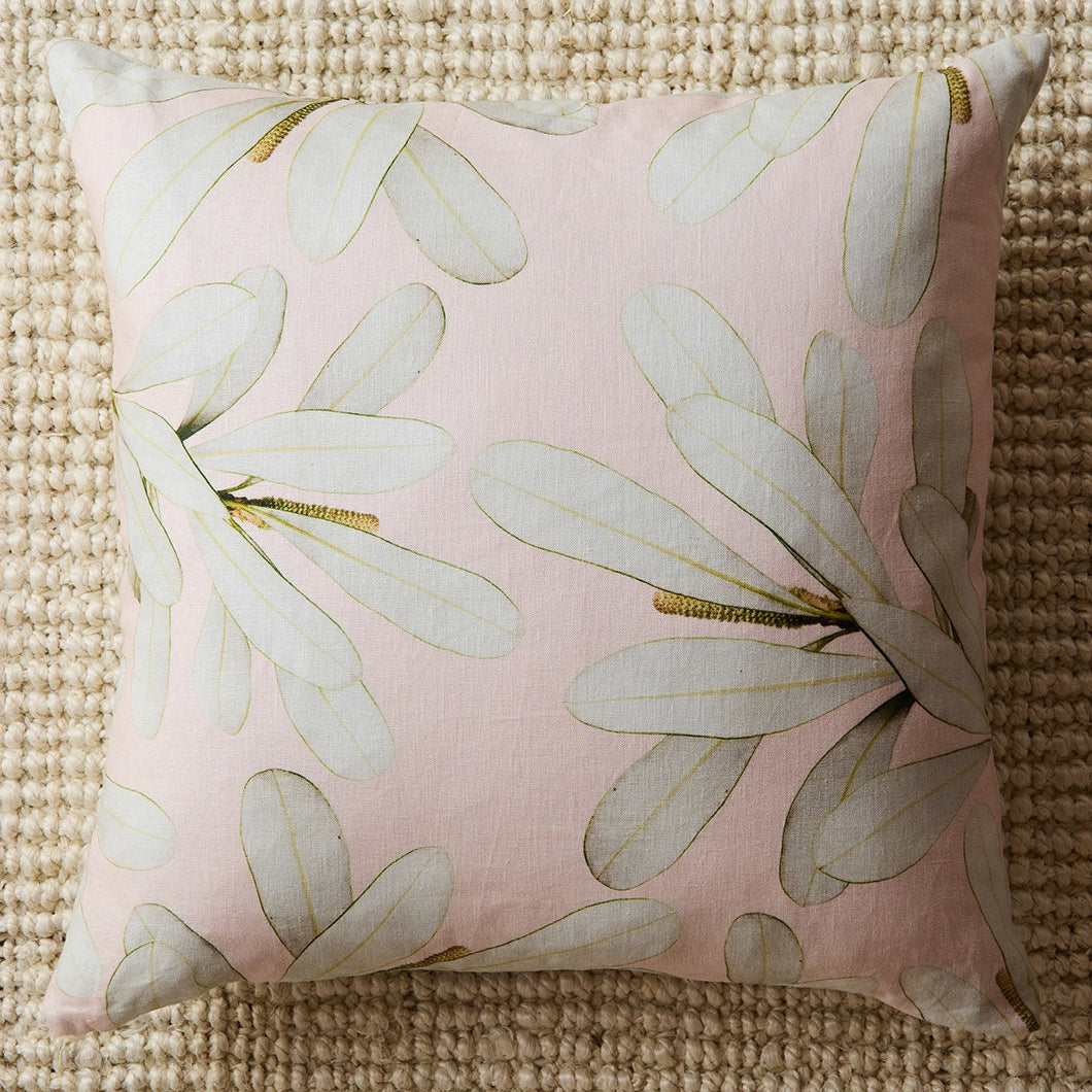 Banskia Foliage Linen Cushion With Feather Insert