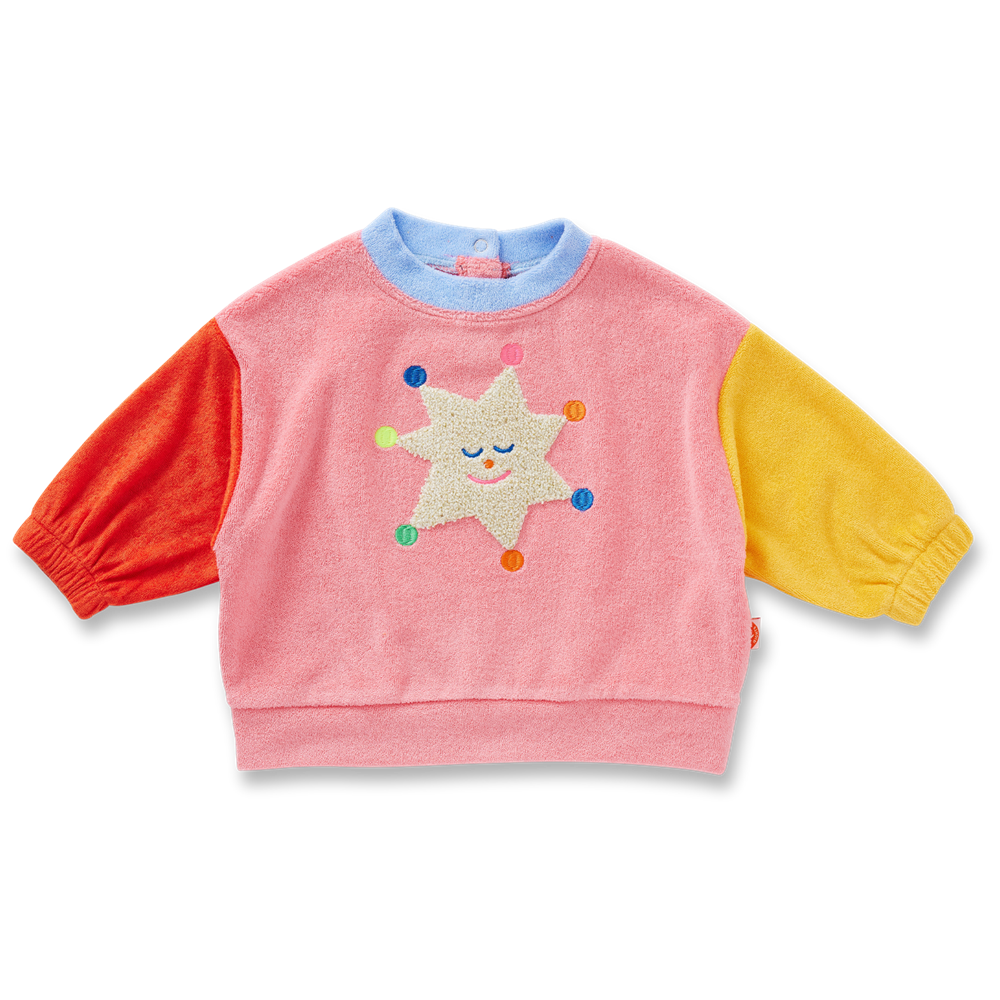 Stars Pink Terry Baby Sweater