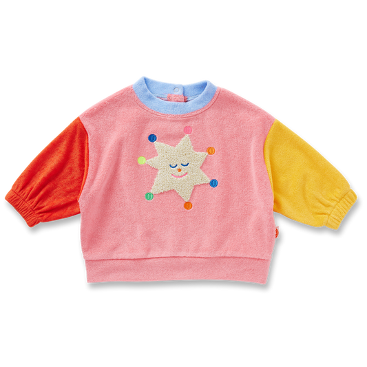 Stars Pink Terry Baby Sweater