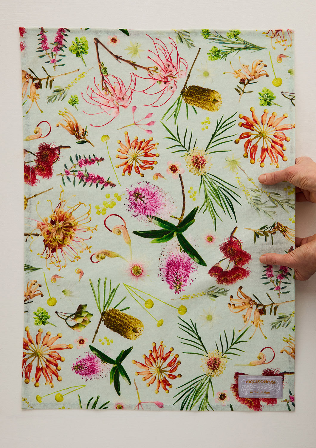 Australian Flora Mint Linen Blend Tea Towel