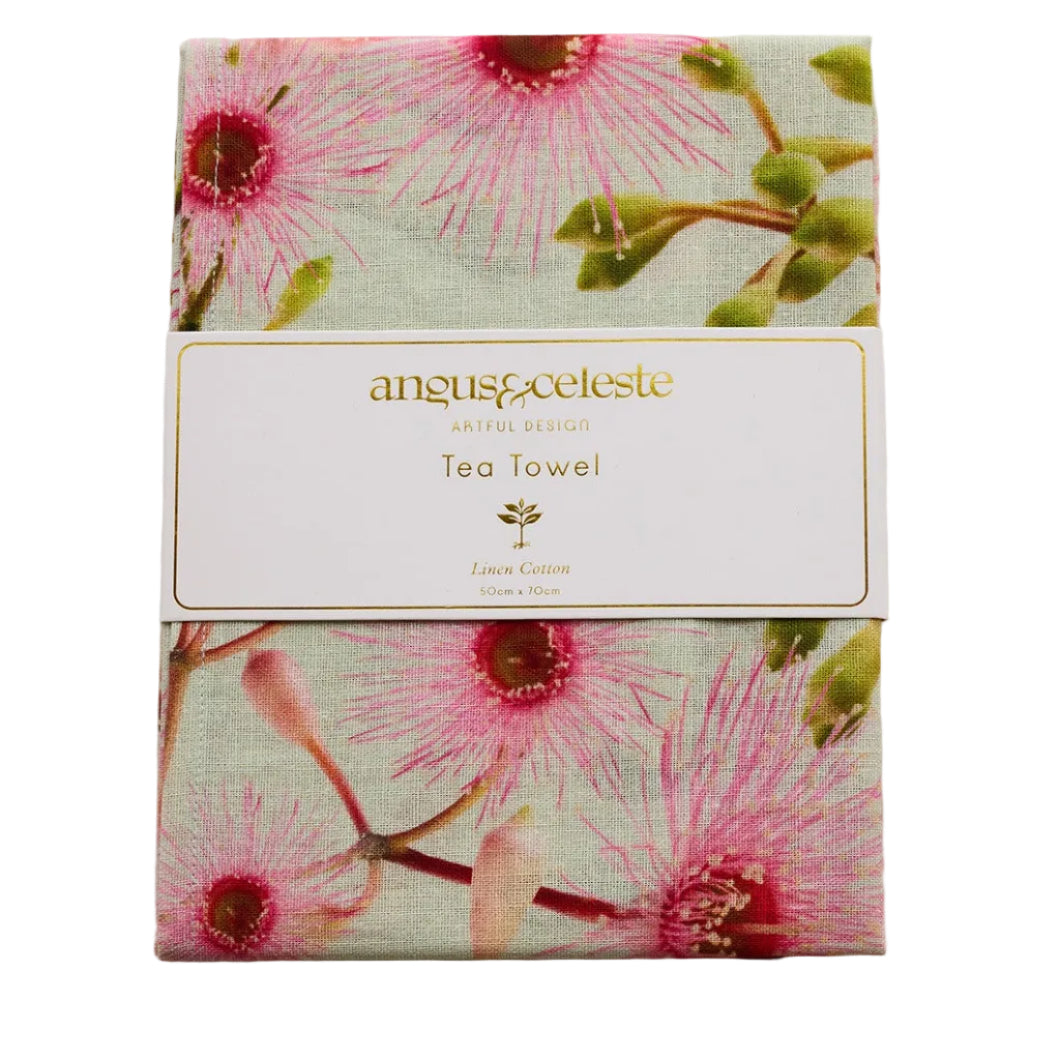 Fairy Floss Eucalyptus Linen Blend Tea Towel