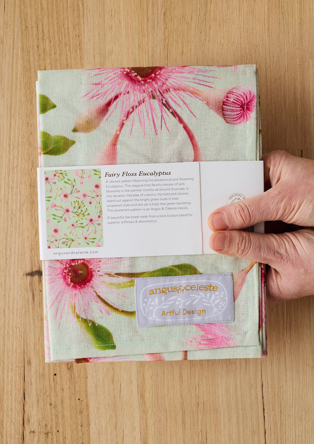 Fairy Floss Eucalyptus Linen Blend Tea Towel