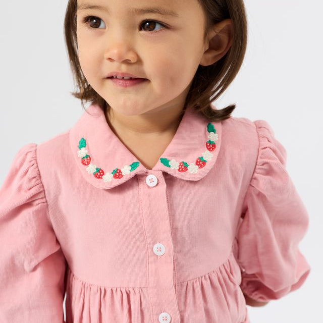 Wild Strawberry Corduroy Collar Kids Dress