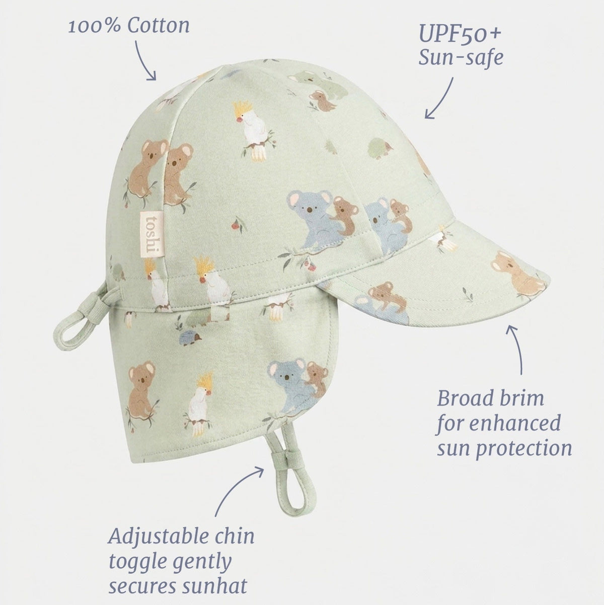 Gumnut Babies Eucalypt Arcadia Flap Cap