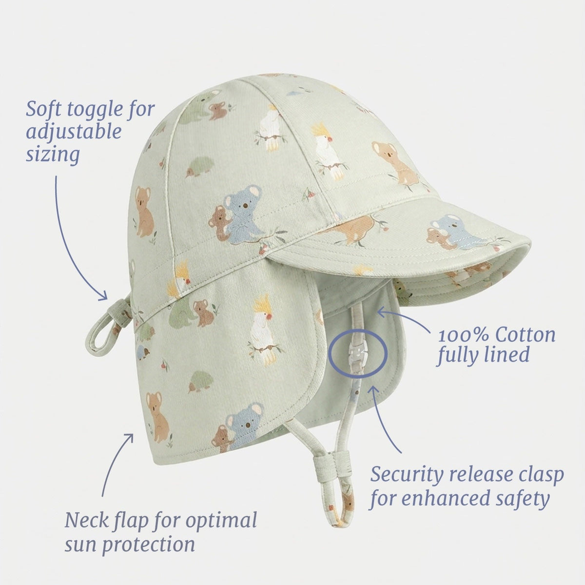Gumnut Babies Eucalypt Arcadia Flap Cap