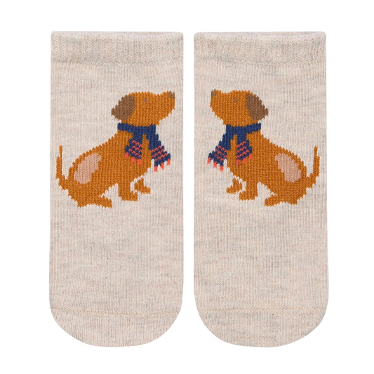 Puppy Dog Jacquard Organic Ankle Socks