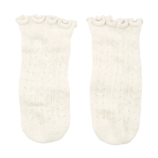 Cream Frill Lace Organic Knee Socks