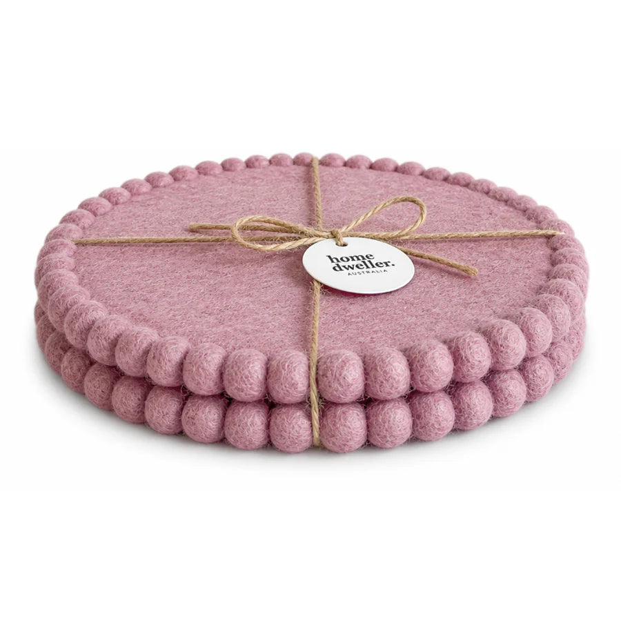Vintage Rose Felt Trivets Set of 2