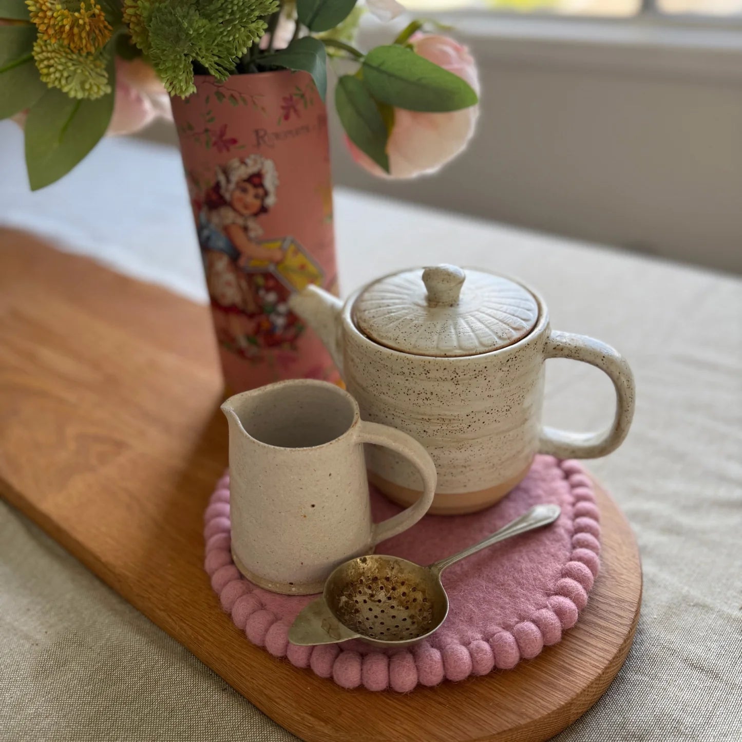 Vintage Rose Felt Trivets Set of 2