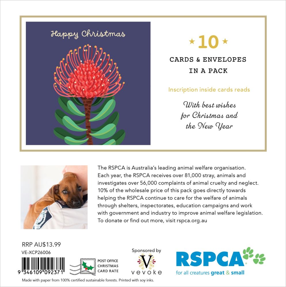 Christmas Flower Charity Cards Set of 10