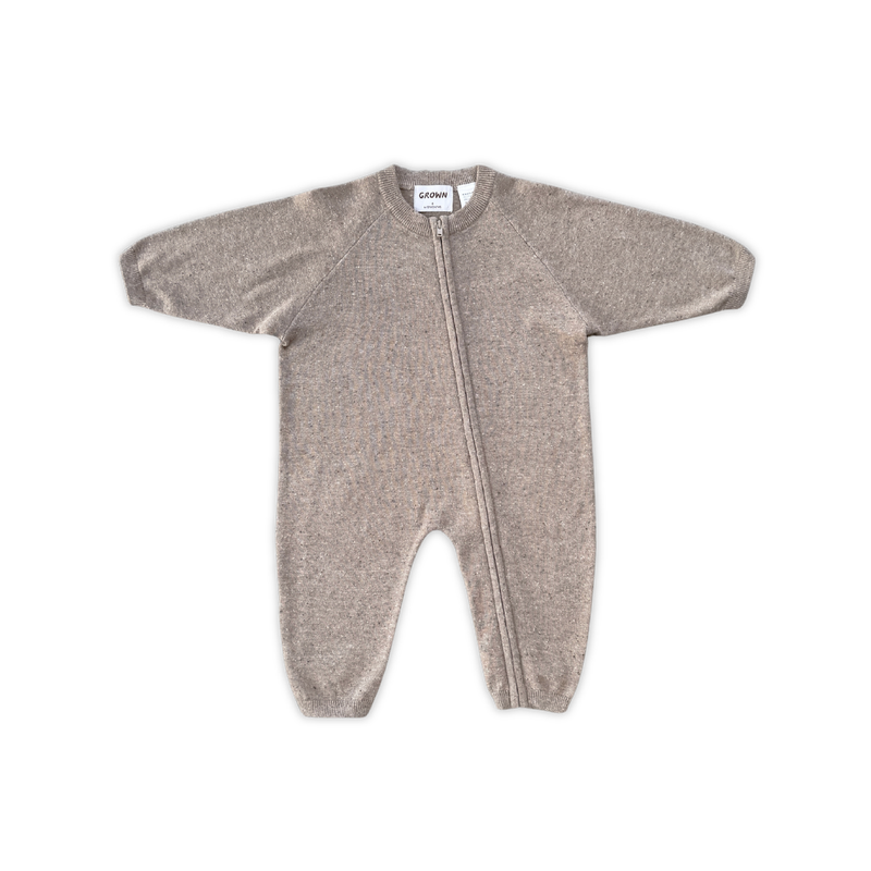 Organic Speckle Oatmeal Knit Baby Zipper Starsuit