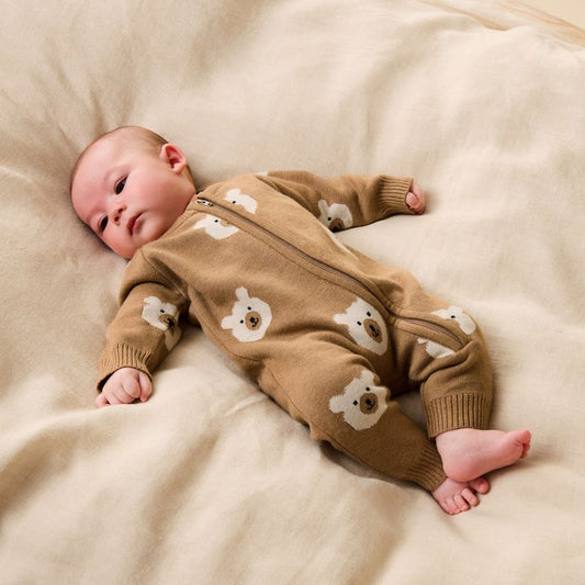 Beary Cute Organic Knitted Growsuit