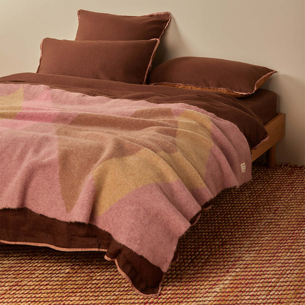 Pink Geometric Mohair Throw