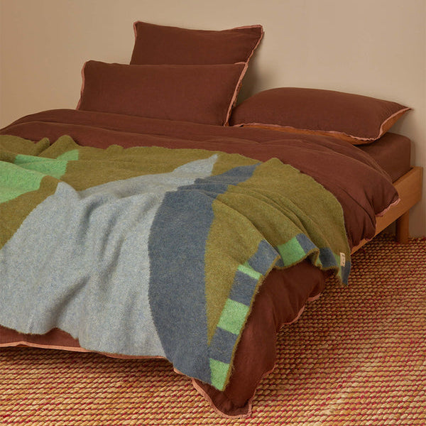 Green Geometric Mohair Throw
