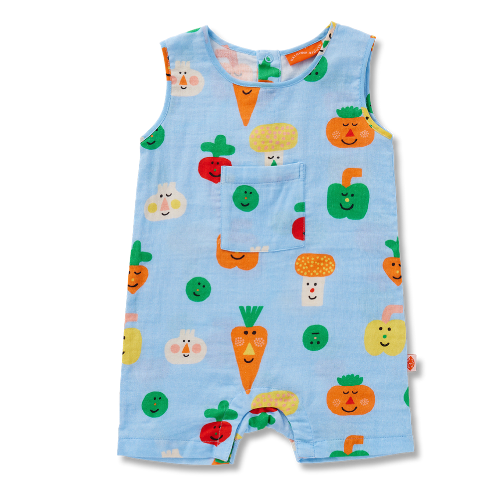Teeny Tiny Veg Woven Baby Overall