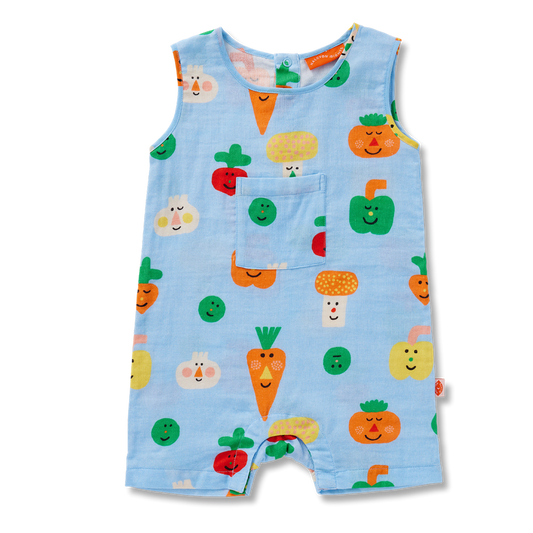 Teeny Tiny Veg Woven Baby Overall