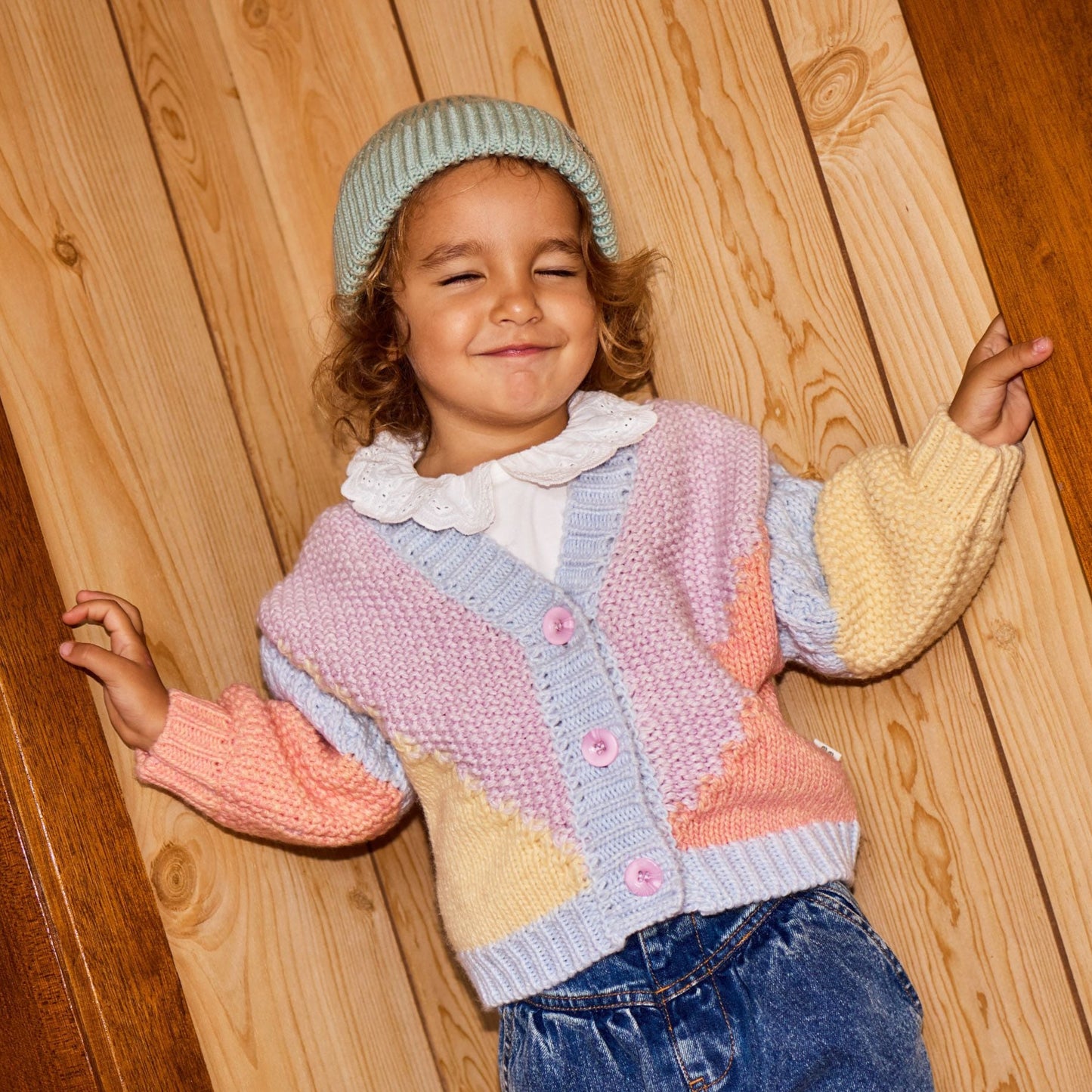 Colour Block Knit Kids Cardigan