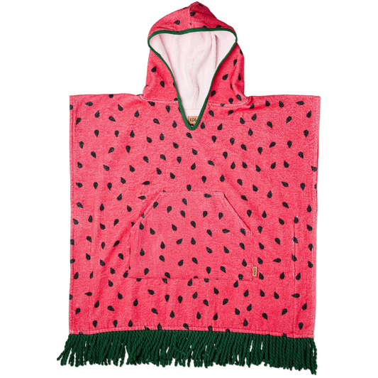 Melon Printed Kids Terry Poncho