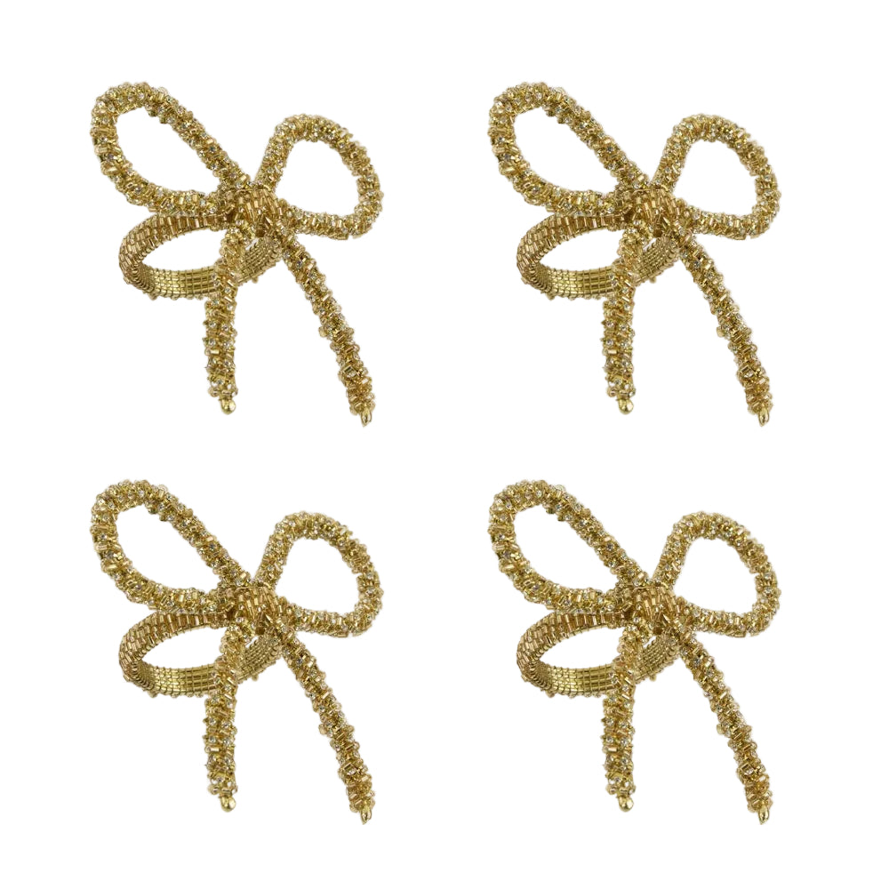 Gold Tiffany Bow Napkin Rings Set of 4