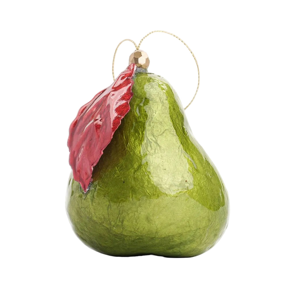 Green Pear Handpainted Capiz Decoration