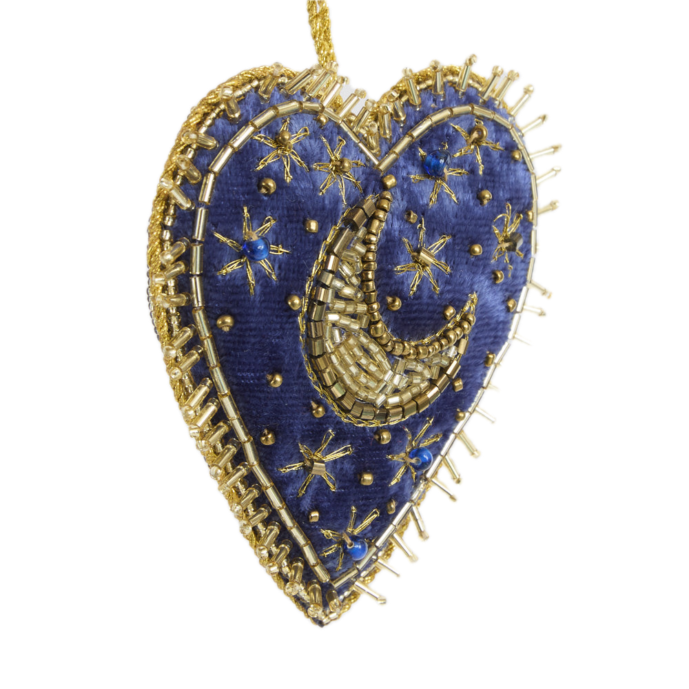 Moon Velvet Heart Decoration