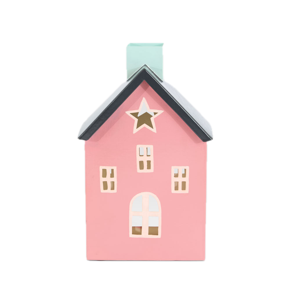 Pink Cottage Hand Painted Metal House