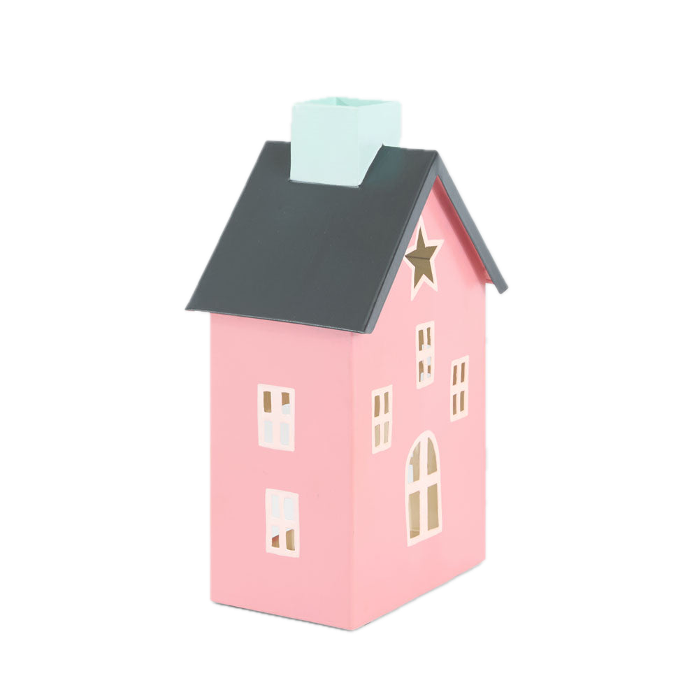 Pink Cottage Hand Painted Metal House
