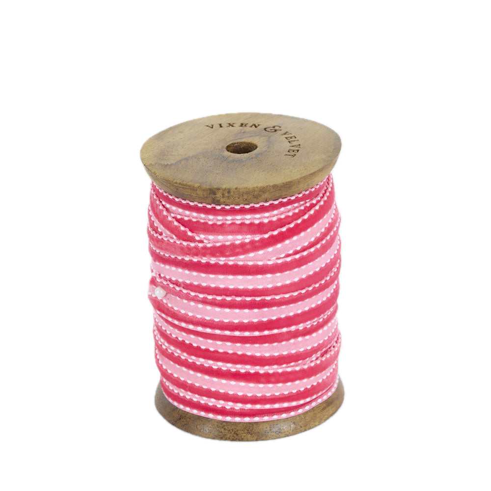 Fuchsia Velvet Ticking Ribbon 10m